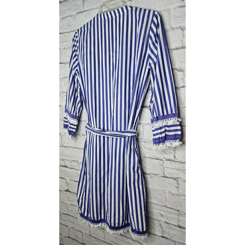 J. CREW Striped Tunic shirt Dress Belted blue white Cotton Poplin beach summer 0 - Picture 7 of 10